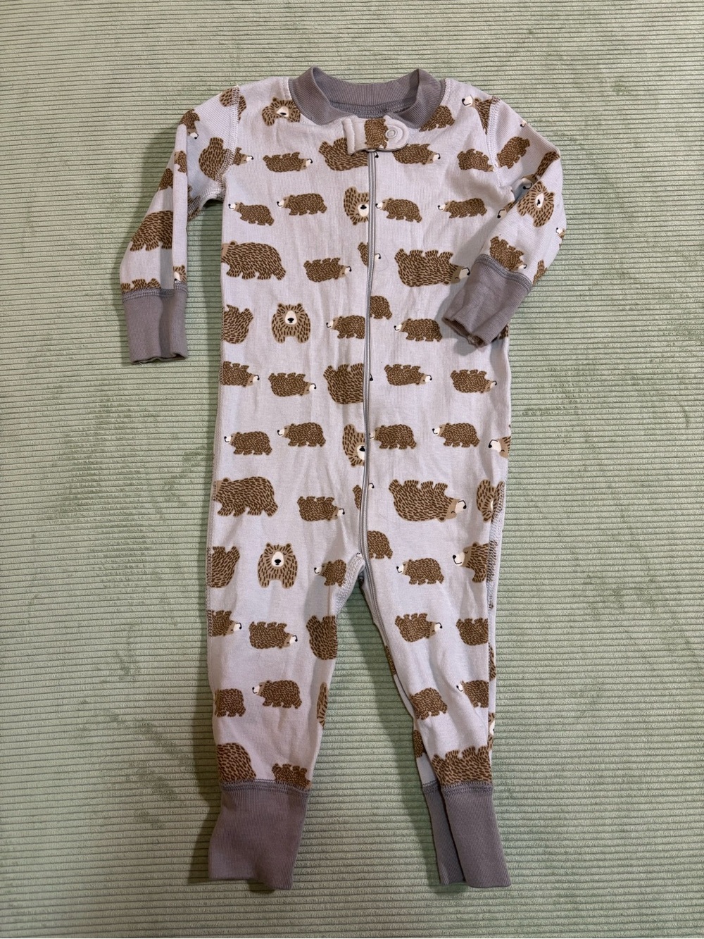 Hanna Andersson Brown Bear Print One-Piece Footless Sleeper